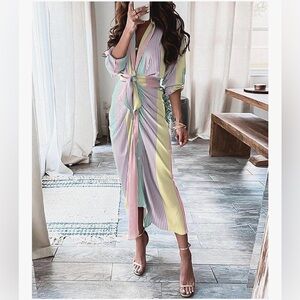 Striped Multicolor Button-Front Maxi Dress